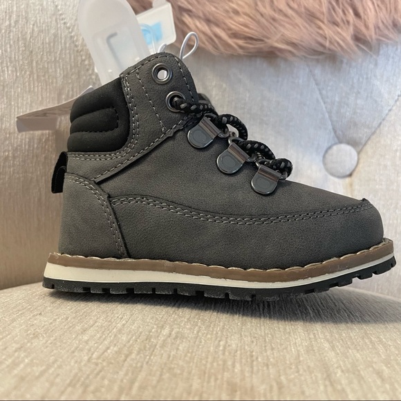 NWT Toddler Boys Lace Up Hi Top Boots - Grey- Size 4 - The Children’s Place - Picture 2 of 5